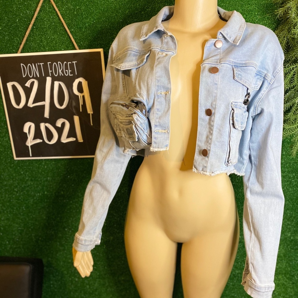 Demin Jean Crop Jacket Size Medium